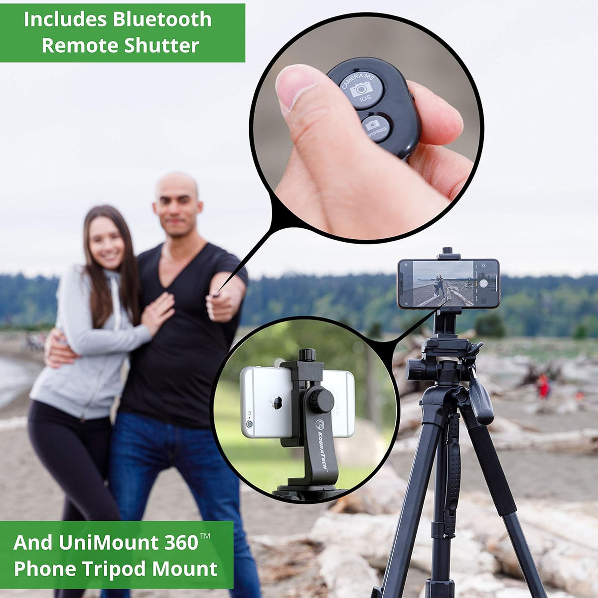 70 Tripod with Bluetooth Remote Shutter, Monopod Pack of 2 I2682