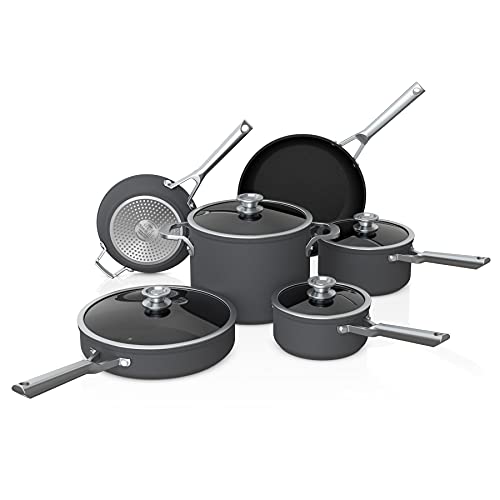 10 Piece Hard Anodized Nonstick Pots & Frying Pans Set with Glass Lids V850
