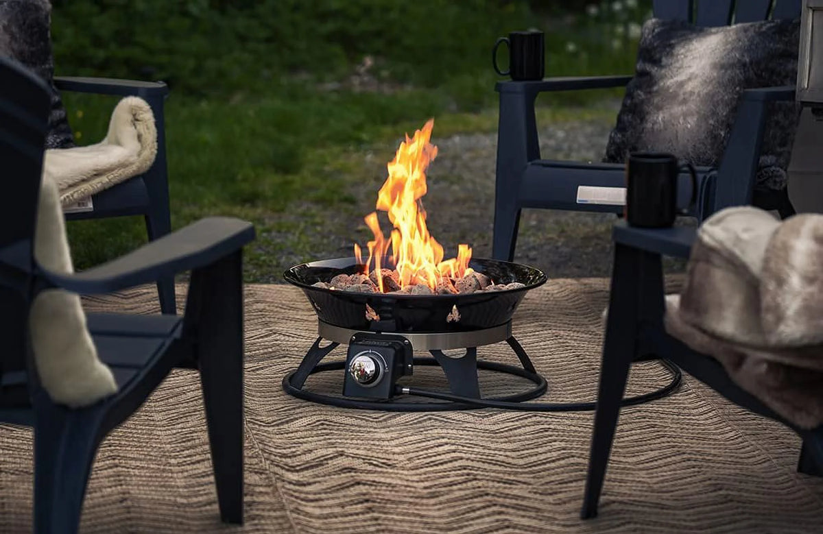 Portable Propane Fire Pit 21-inch 58,000 BTU with Cover & Carry Kit E540