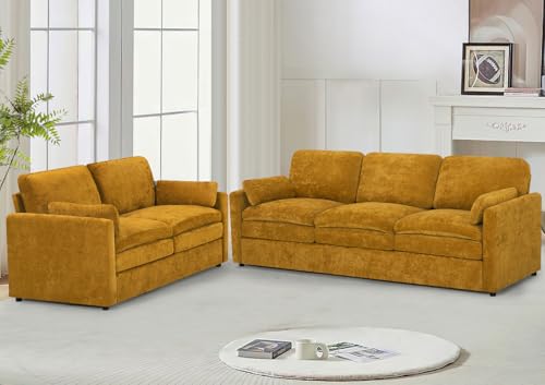 Black Chenille 3 Seats and 2 Seats Sofa Set with Pillows T42431