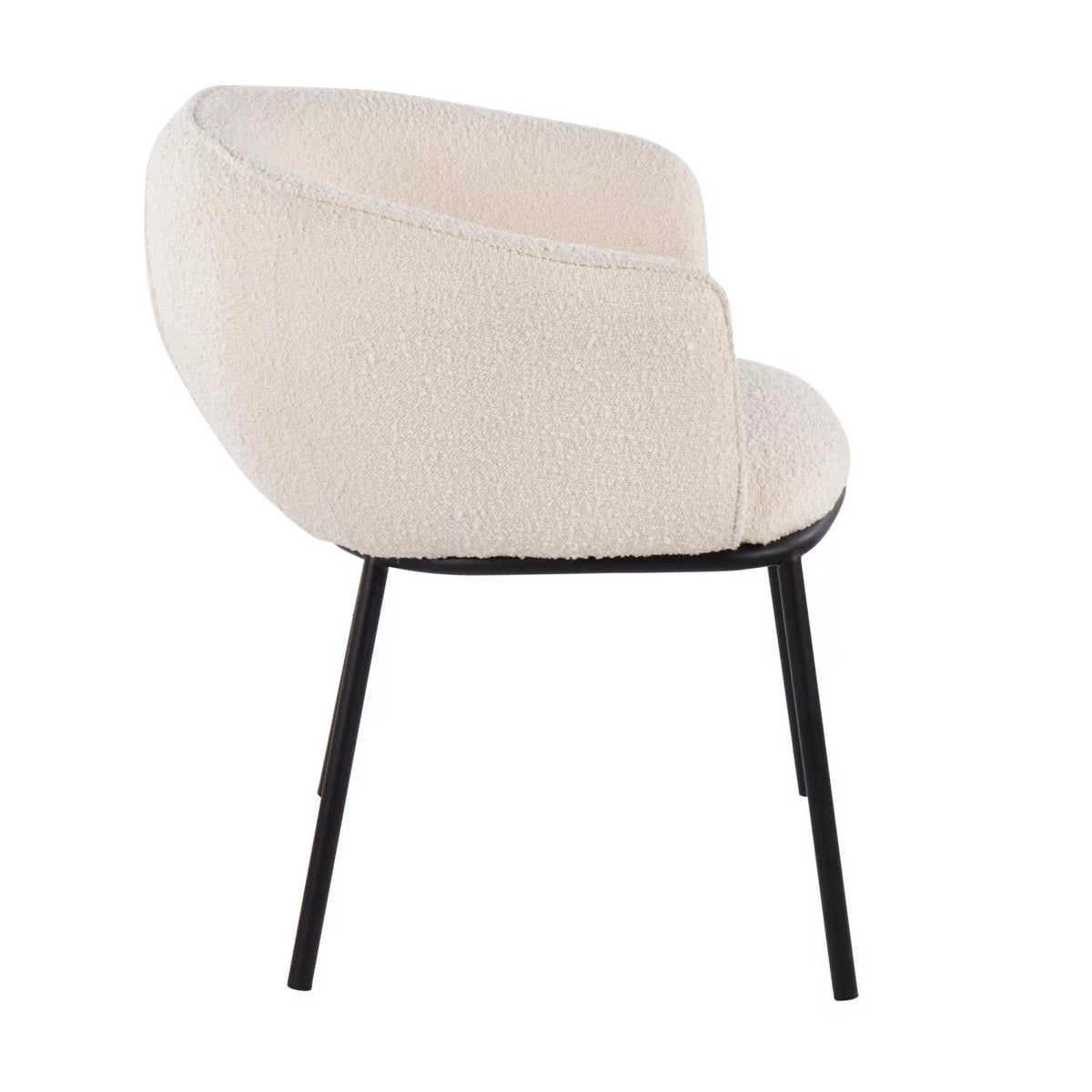 Contemporary Chair in Black Steel and White Sherpa Fabric R8651