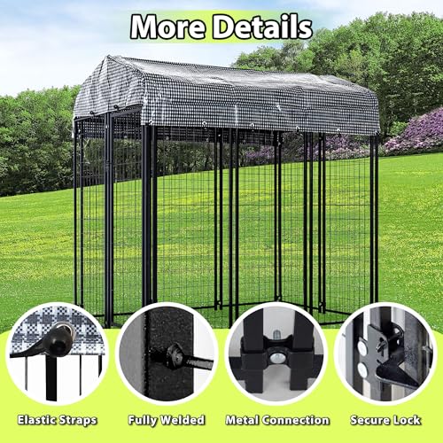 Large Outdoor Dog Kennel with Roof Cover Heavy Duty Welded Wire Steel E442