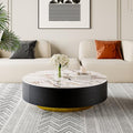 Oak Veneer Round Coffee Table with Storage and Drawers C289