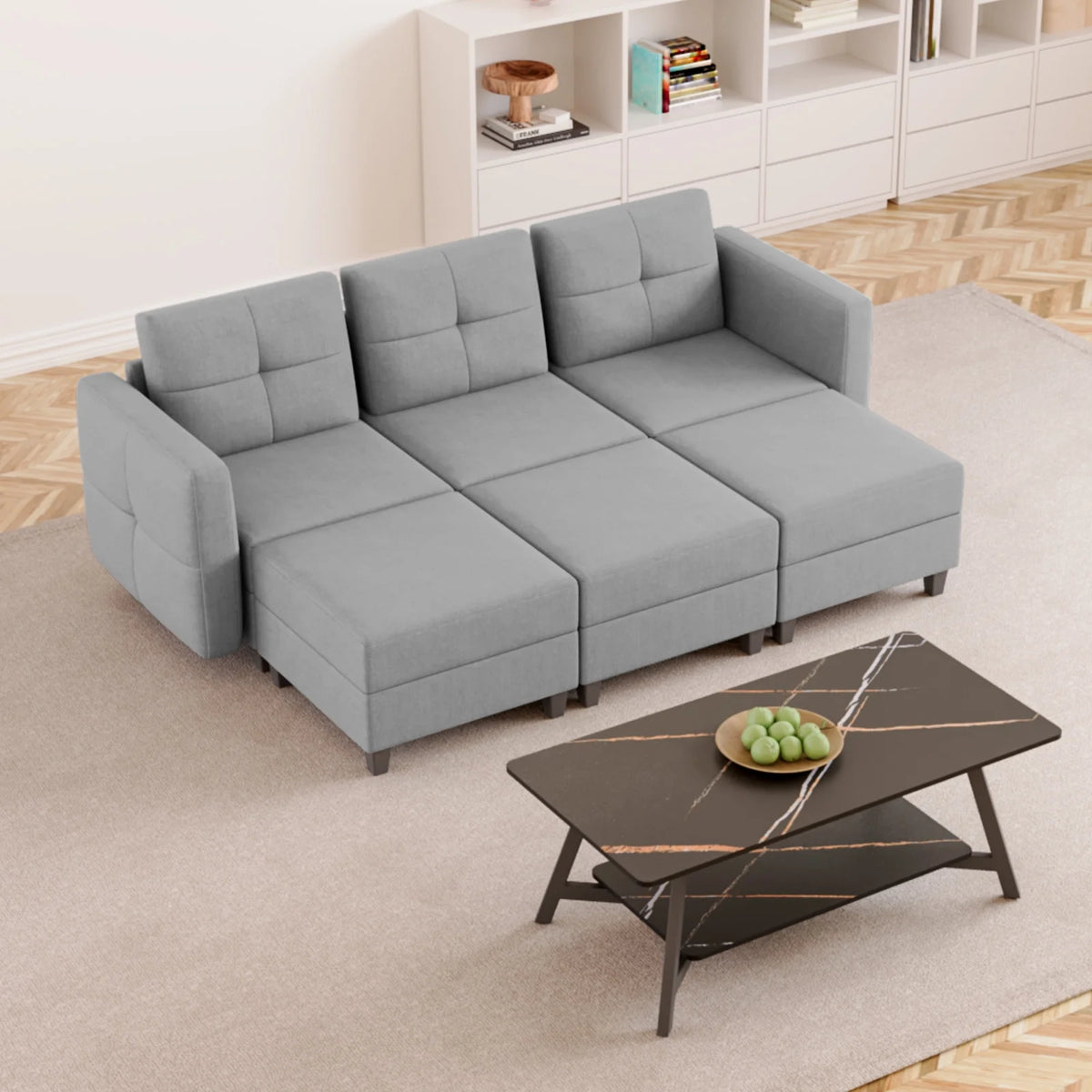 Gray Modular Sectional Sofa with Storage R534149