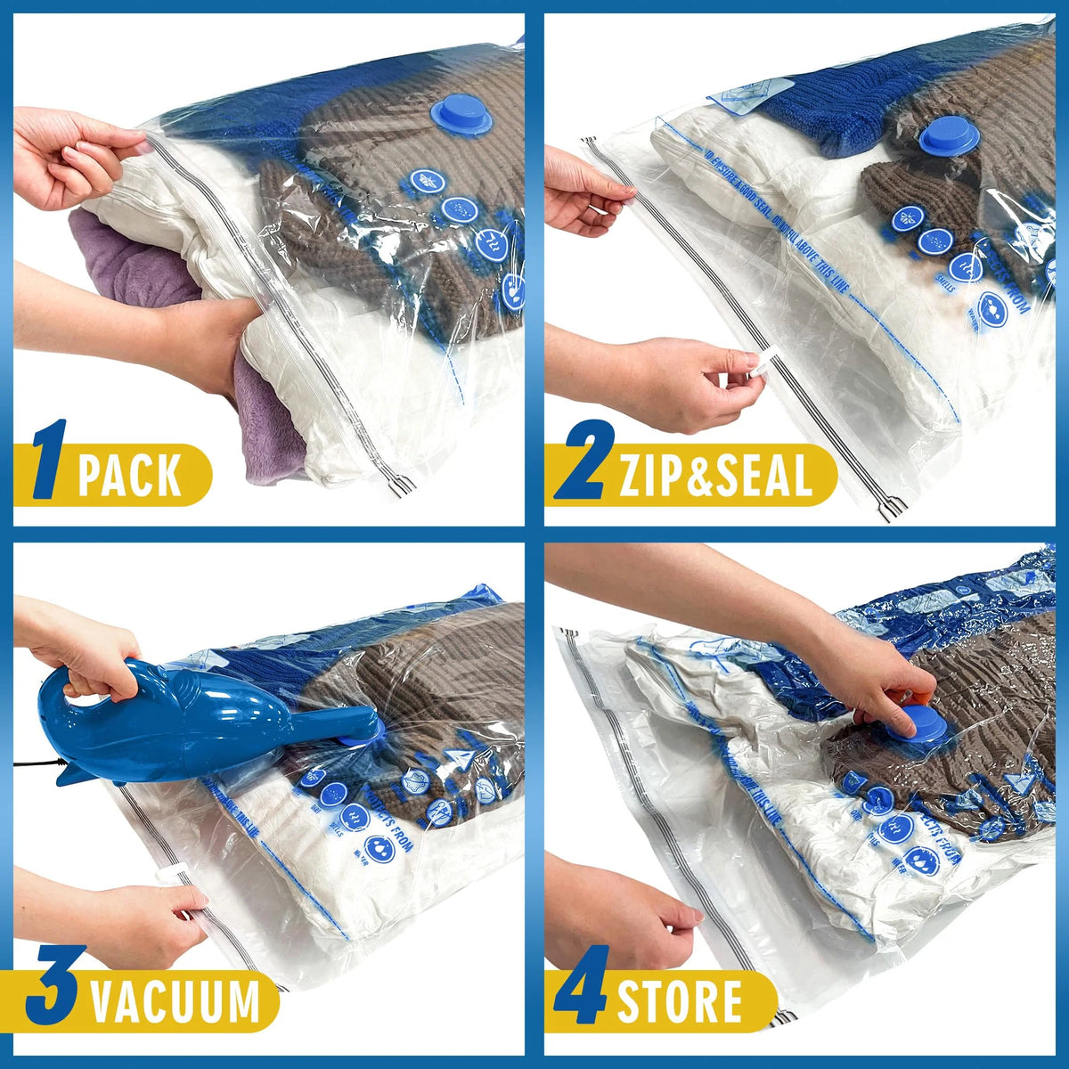 Jumbo Vacuum Storage Bags 8 Pack, Extra Large, White D578671