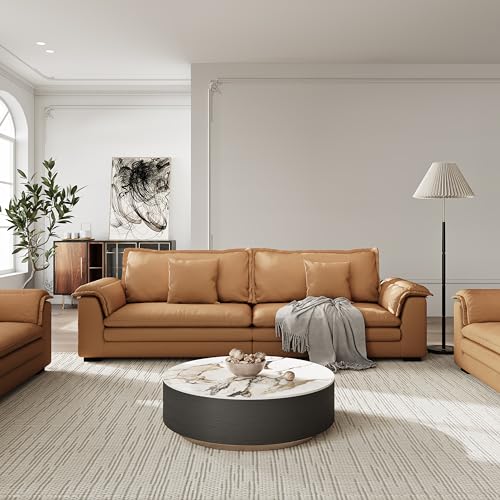 Oak Veneer Round Coffee Table with Storage and Drawers C289
