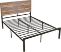 Queen Size Metal Wood Bed Frame with White Headboard I798534