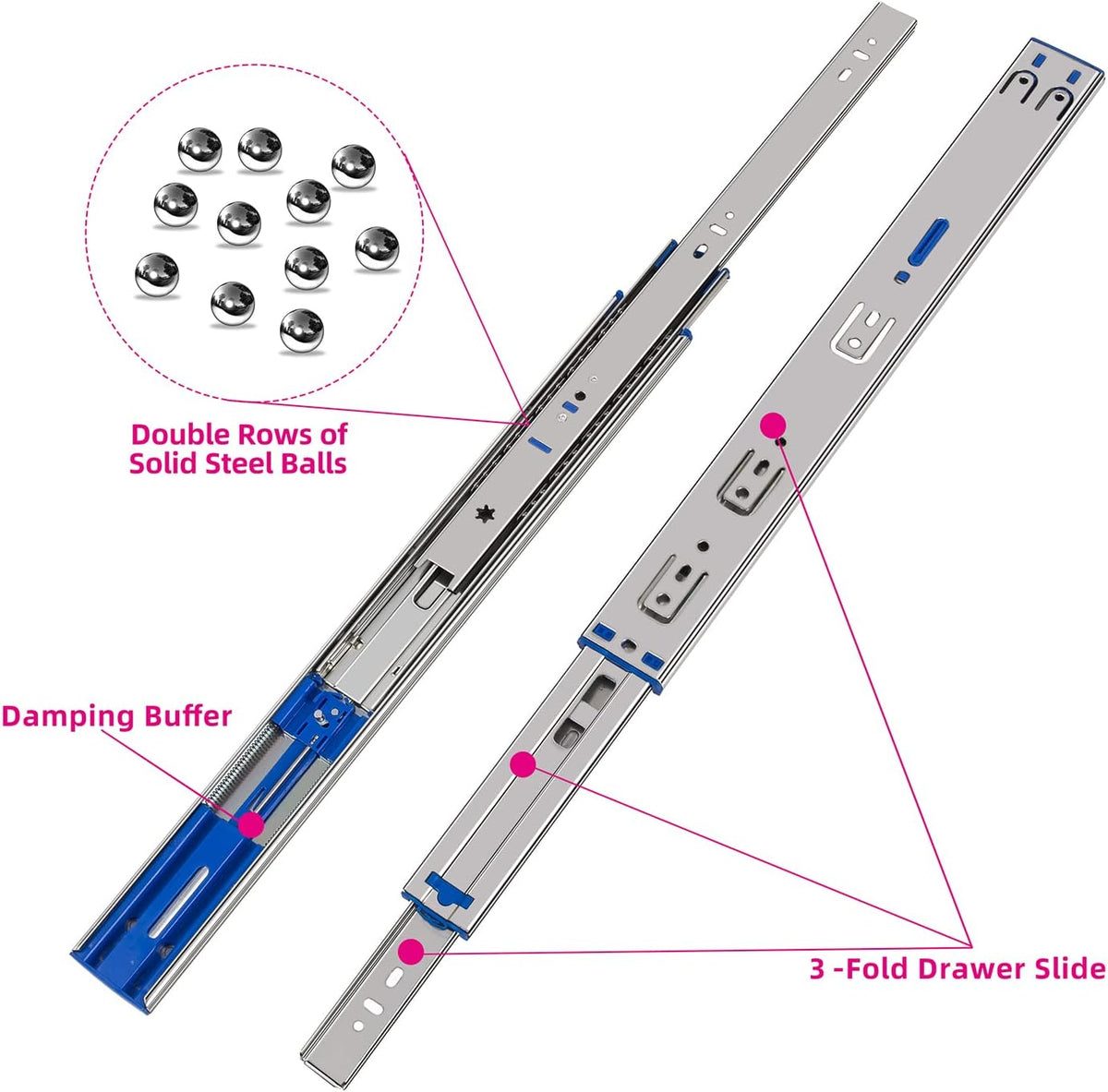 10 Pairs 20 Inch Soft Close Ball Bearing Drawer Slides M8420