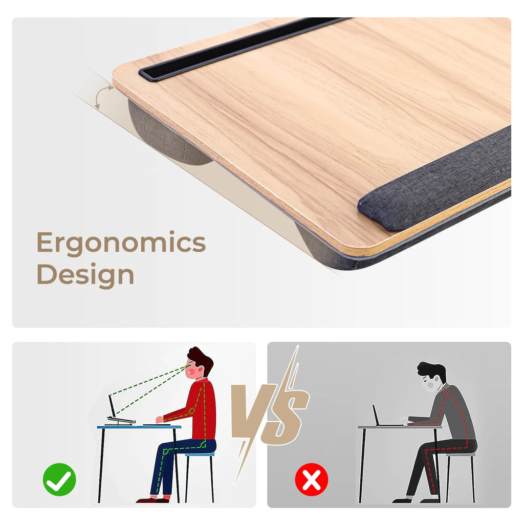 Portable Lap Laptop Desk with Cushion, Mouse Pad & Phone Slot W97322