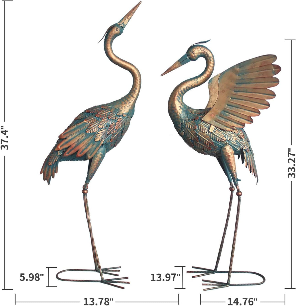 Set of 2 Metal Garden Crane Statues R69260