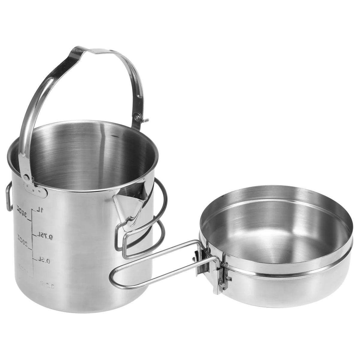 1L Stainless Steel Camping Kettle with Foldable Handle X932671