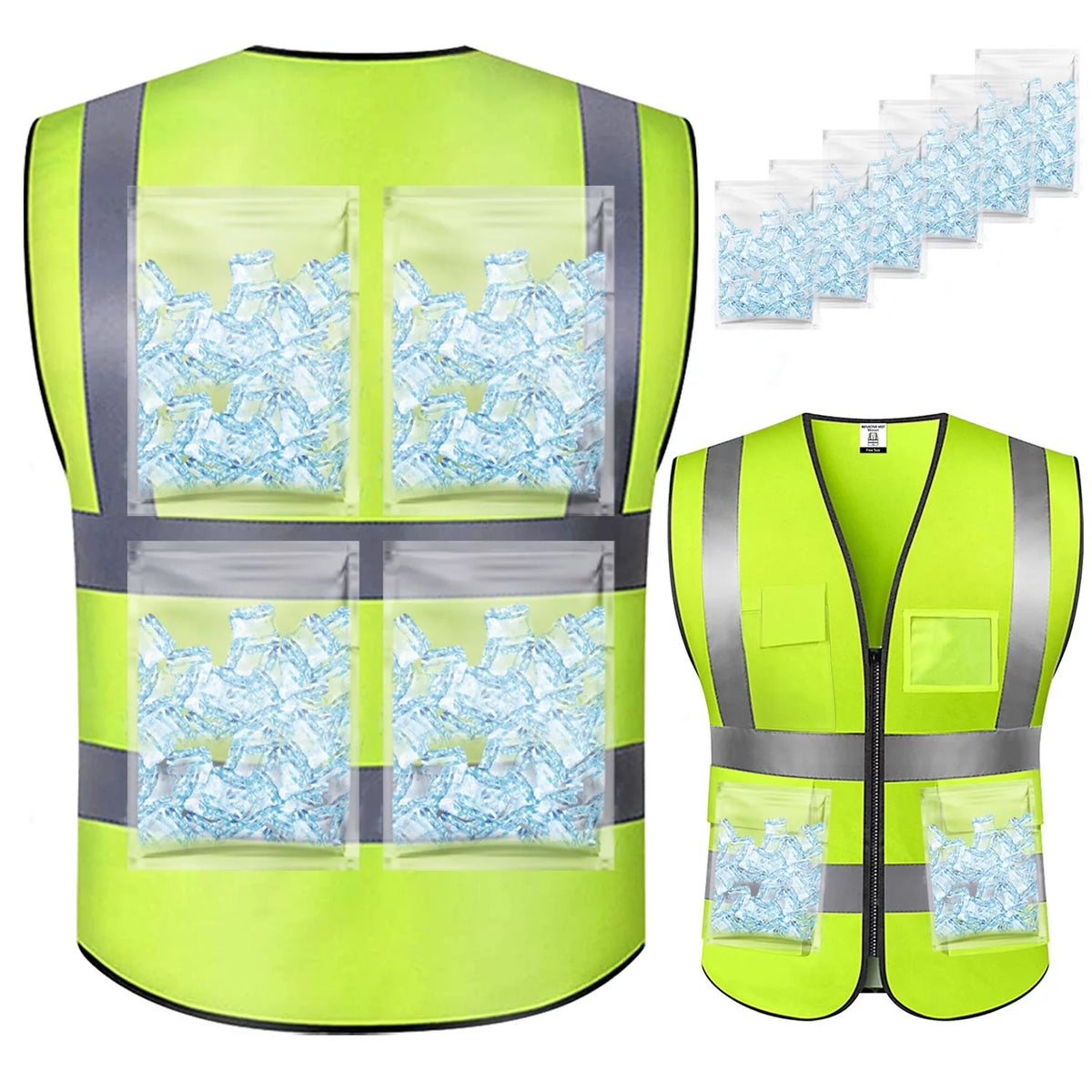 Reflective Vest with 6pcs Ice Packs D3001
