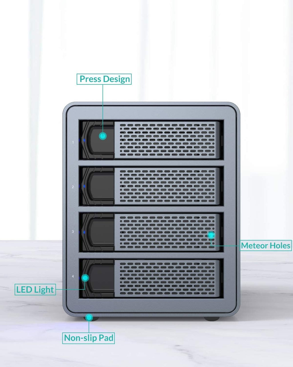 4 Bay Aluminum Alloy 2.5/3.5 Hard Drive Enclosure F896974