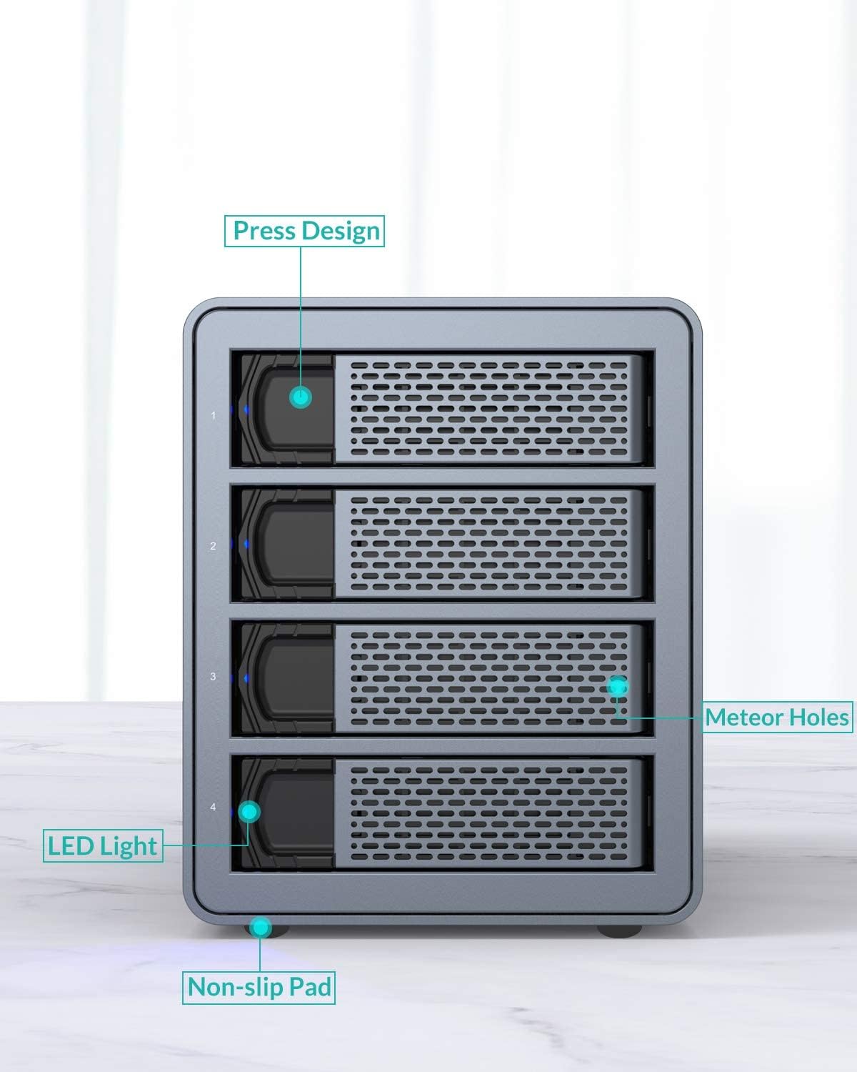 4 Bay Aluminum Alloy 2.5/3.5 Hard Drive Enclosure F896974