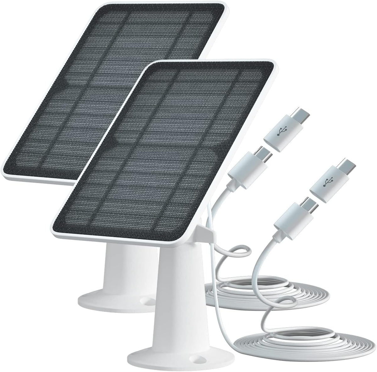 5V 4W Waterproof Solar Panel Kit for Rechargeable Battery Security Camera, Micro USB & Type-C Port, 2 Pack C1393