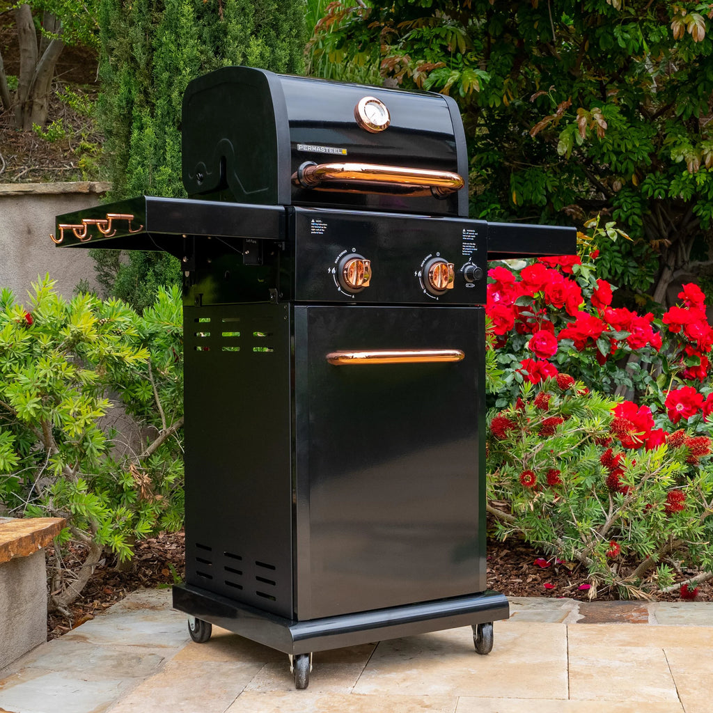 2-Burner Compact Propane Gas Grill with Foldable Sides Z1356
