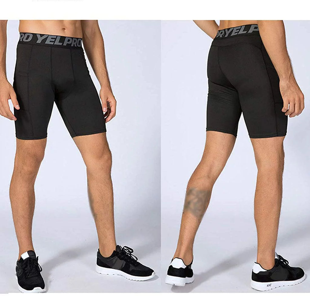 3 Pack Compression Shorts with Phone Pocket Large Q1369