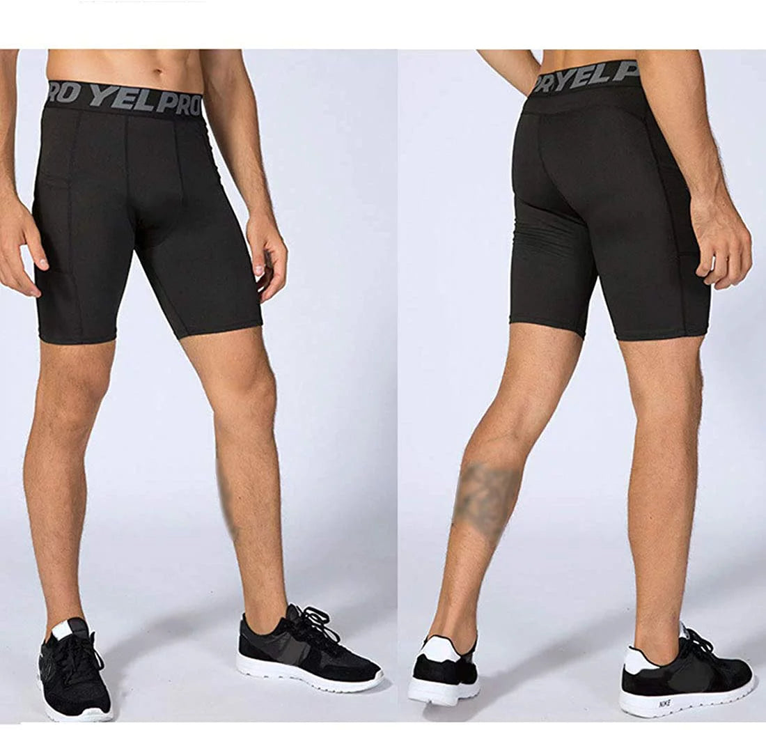 3 Pack Compression Shorts with Phone Pocket Large Q1369
