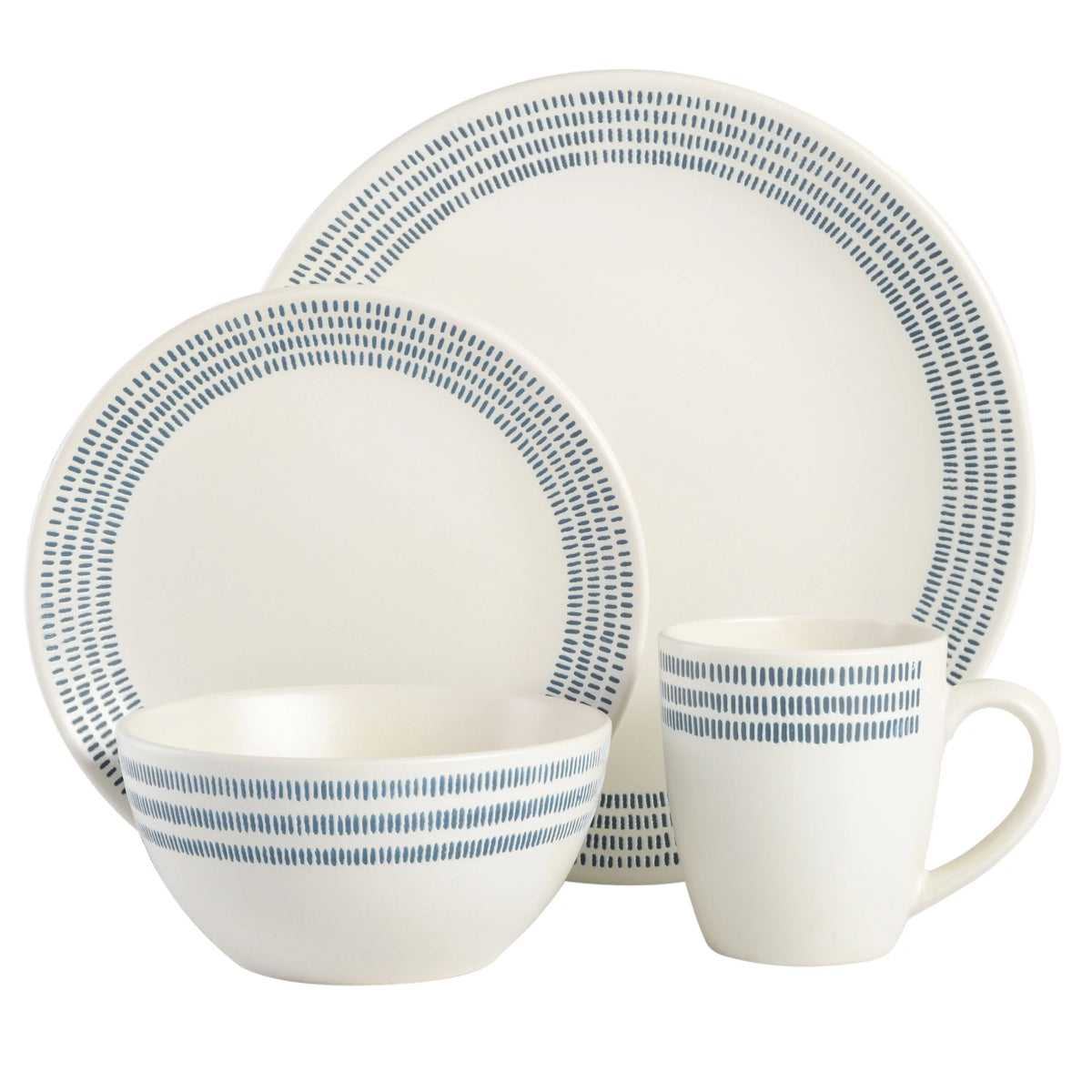 16-Piece White Stoneware Dinnerware Set Q8914