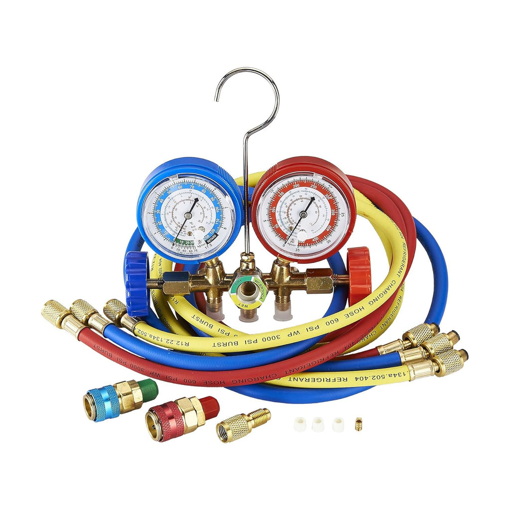 AC Diagnostic Manifold Freon Gauge Set with Couplers, Adapter for R134A R12 R22 R502 C776359