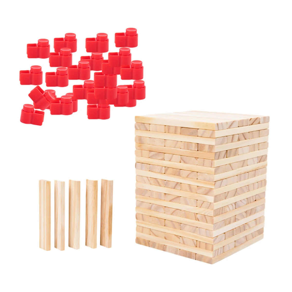 100 Pieces Wooden Blocks Stacking Game Building Kits Board Games W49478