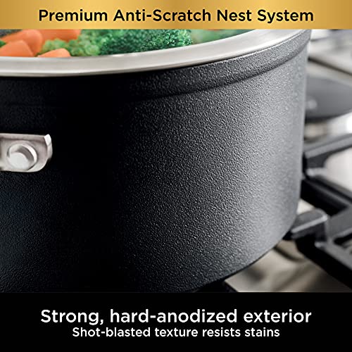 10 Piece Hard Anodized Nonstick Pots & Frying Pans Set with Glass Lids V850