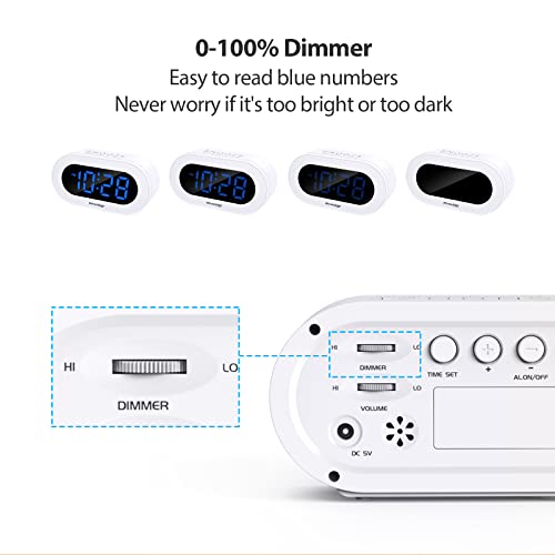 Small LED Digital Alarm Clock with Snooze (White) W489522