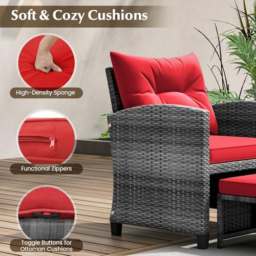5 Piece Patio Rattan Furniture Set with Coffee Table U8577