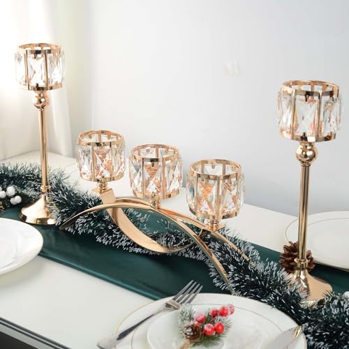 Black Set of 3 Crystal Candle Holders U5012