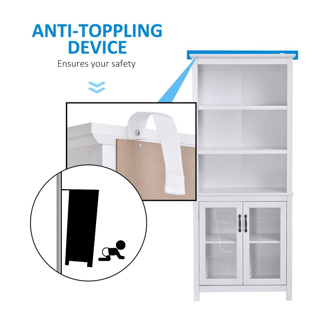 White Storage Cabinet Bookcase with Adjustable Shelves G755166