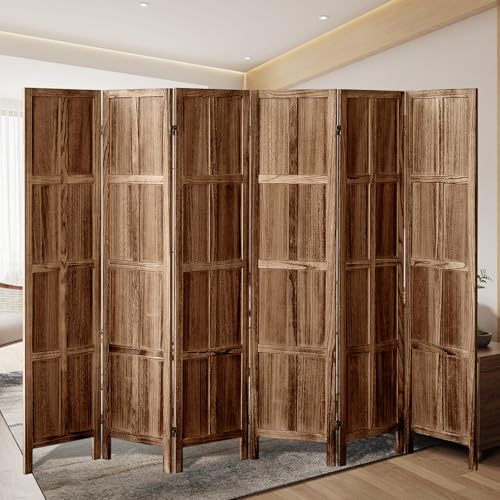 Wood 4 Panel Room Divider, 5.6 FT Tall Folding Privacy Screen N9182