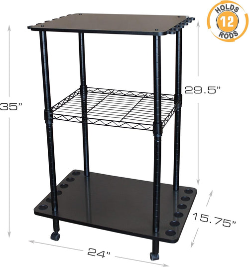 12 Fishing Rod Tackle Cart, Black, Pack of 2 F793362