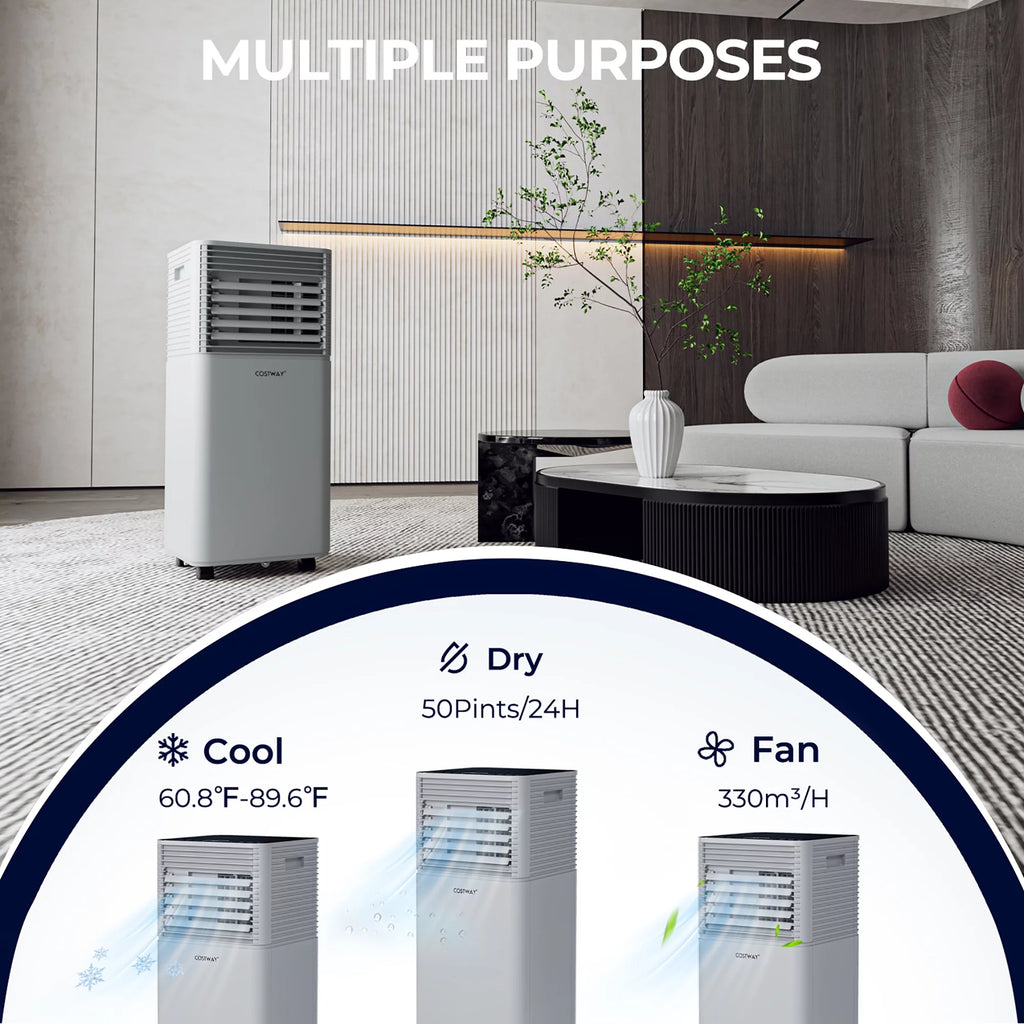 6000 BTU 3-in-1 Portable Air Conditioner with Dehumidifier & Fan Gray T3932