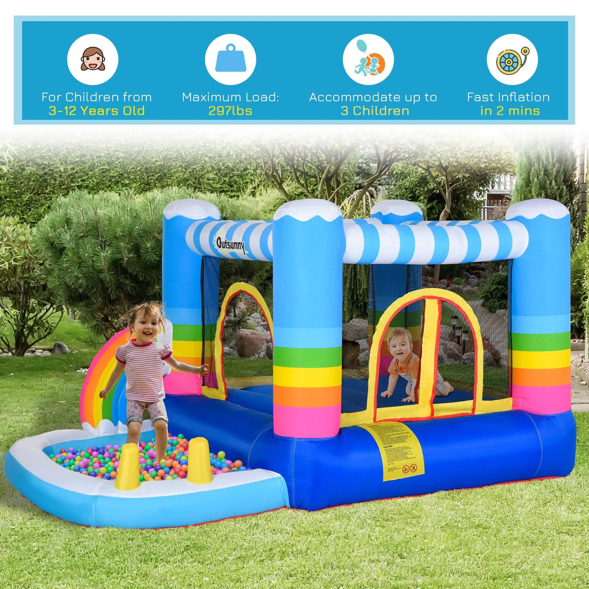 2-in-1 Kids Inflatable Bounce House with Carry Bag O724