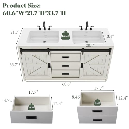 Gray Freestanding Double Vanity with Sink C22279