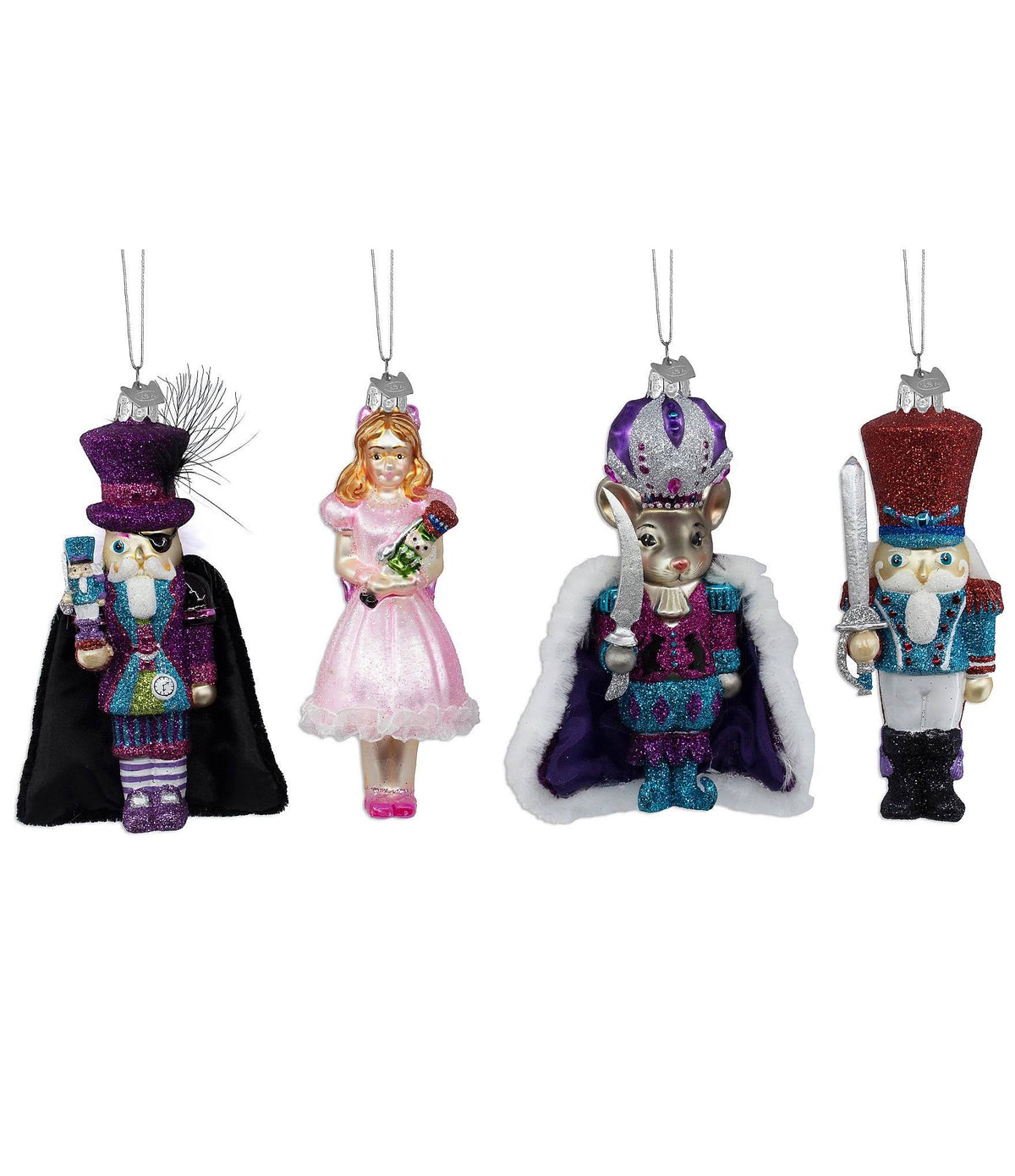5-Inch Glass Nutcracker Ornaments 4 Piece G8069