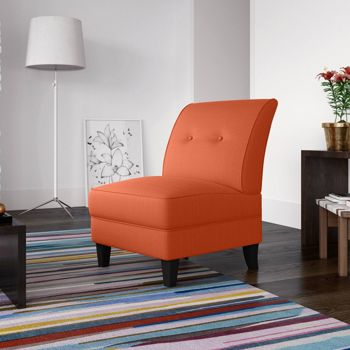 Orange Linen Armless Chair C422