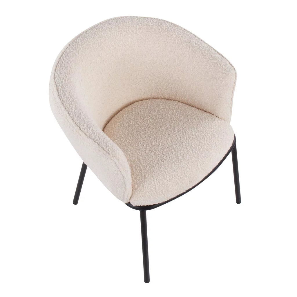 Contemporary Chair in Black Steel and White Sherpa Fabric R8651
