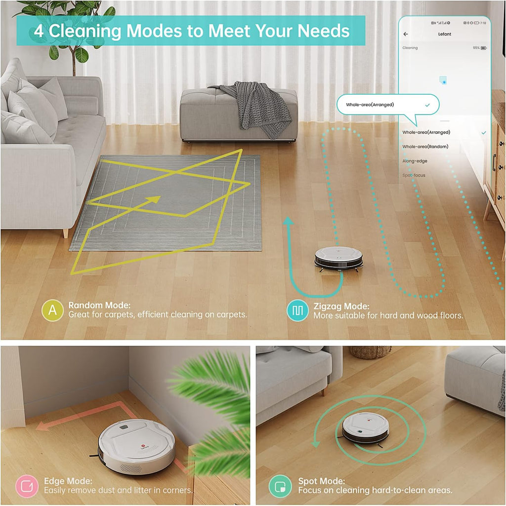 Robot Vacuum Cleaner, 1800Pa Strong Suction, Slim, Quiet, Self-Charging Q152602