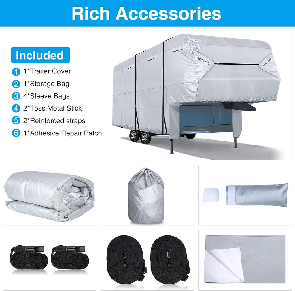 Ripstop Waterproof 5th Wheel Camper Cover with Adhesive Repair Patch N12045