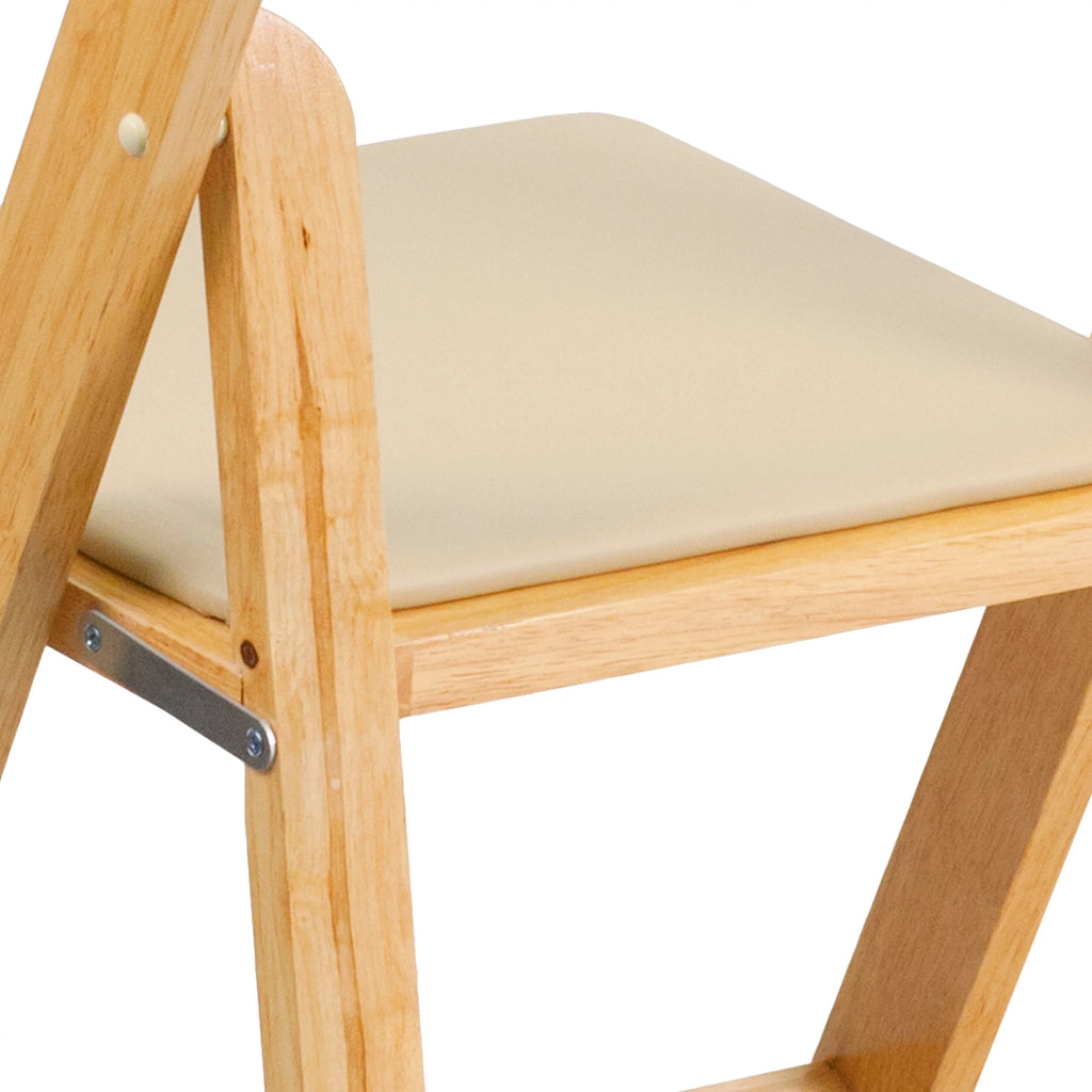 4 Pack Natural Wood Folding Chair with Vinyl Padded Seat J436
