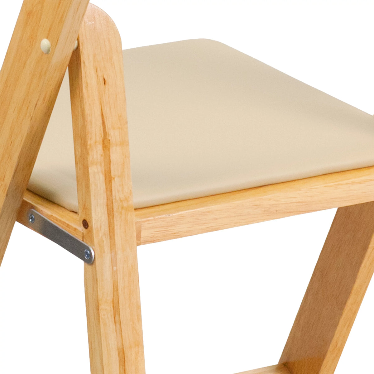 4 Pack Natural Wood Folding Chair with Vinyl Padded Seat J436