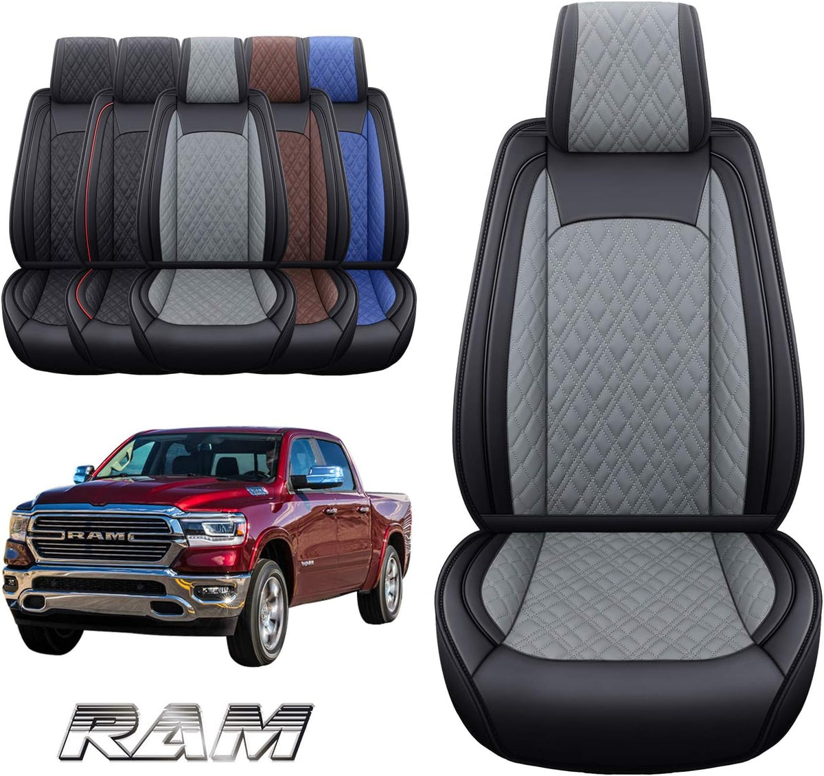 Black-Brown 2 Pc Front Car Seat Covers J906819