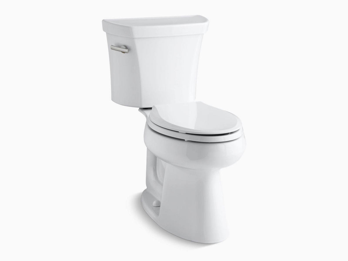 White Two-Piece Elongated Chair Height Toilet Y359483