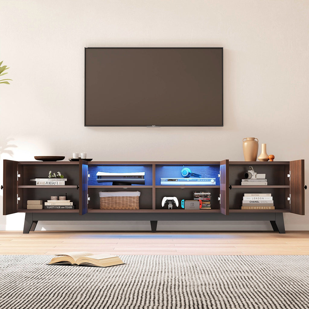 Brown 66 in TV Stand with Storage and LED Light I307