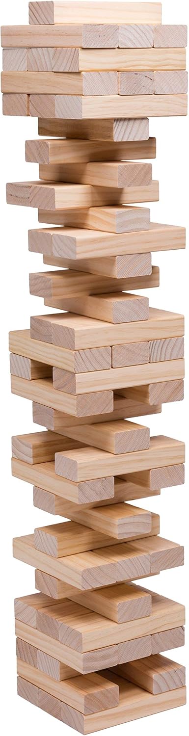 60pc Jumbo Tumbling Stacking Game with Carrying Bag Q76766