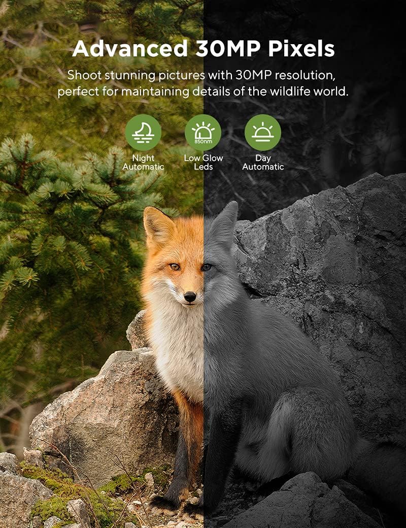 WiFi Bluetooth 30MP 1296P Hunting Camera with IR Night Vision and IP66 Waterproof S2422