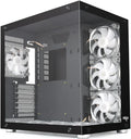 Black Mid Tower Computer Case with Tempered Glass Panel and 7PCS RGB Fans Z892459