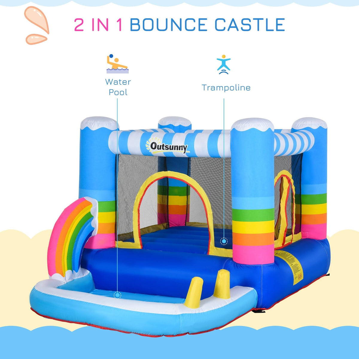 2-in-1 Kids Inflatable Bounce House with Carry Bag O724