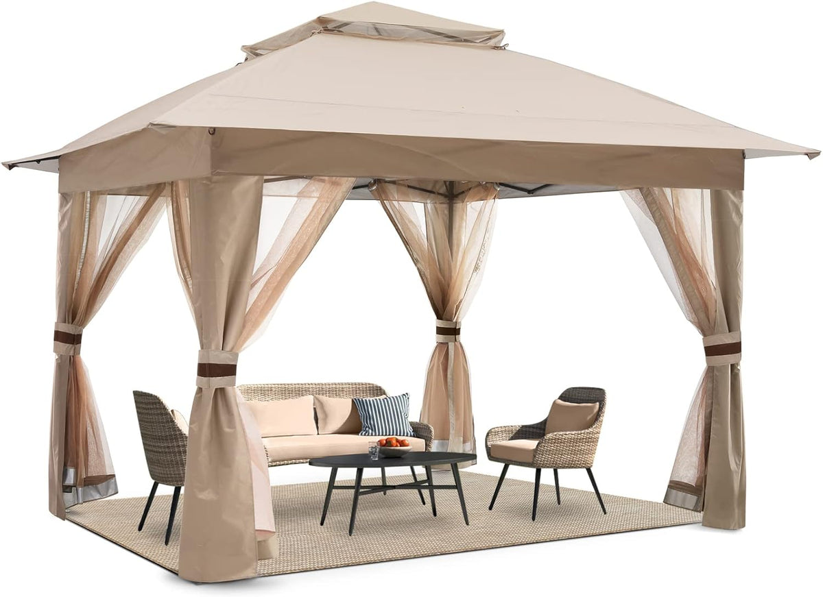 13x13Ft Pop Up Canopy Tent with Mosquito Netting Walls A443772